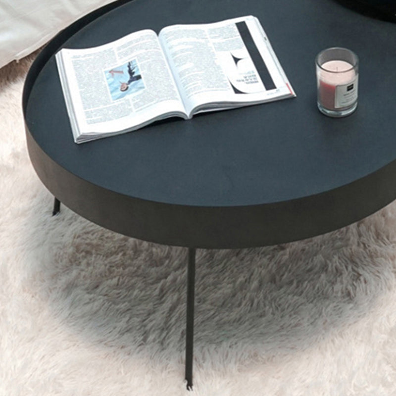Mid-Century Modern Coffee Table with 4 Legs and Iron Round Top