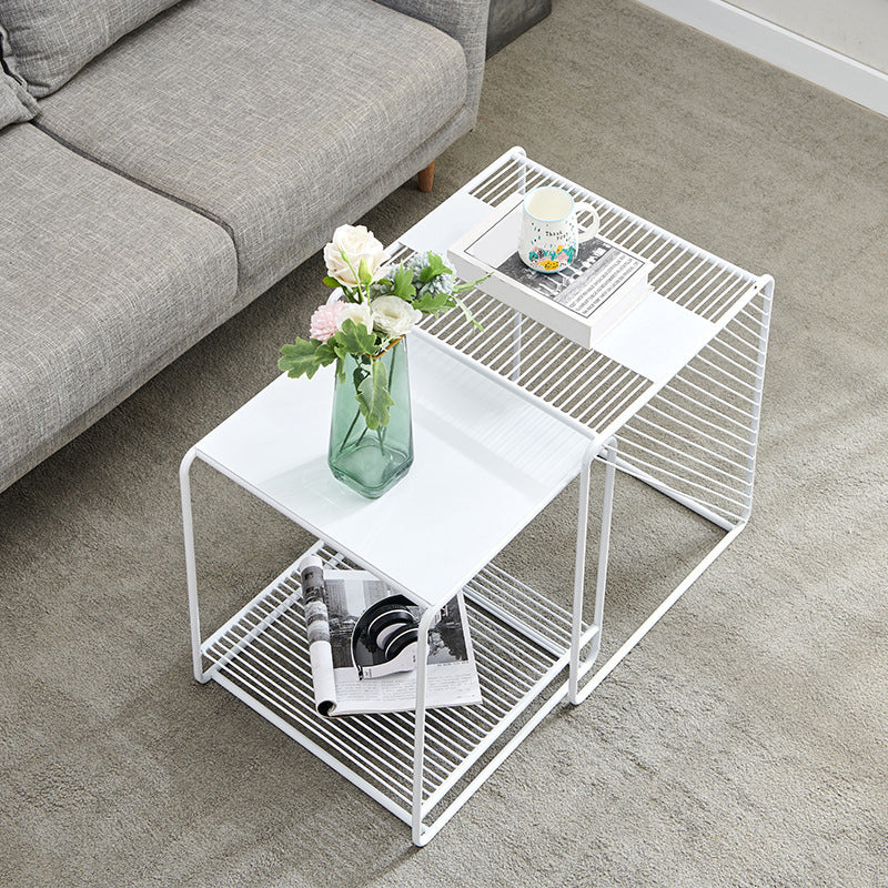 Mid Century Metal Square Cocktail Table 2-Piece Coffee Table Set
