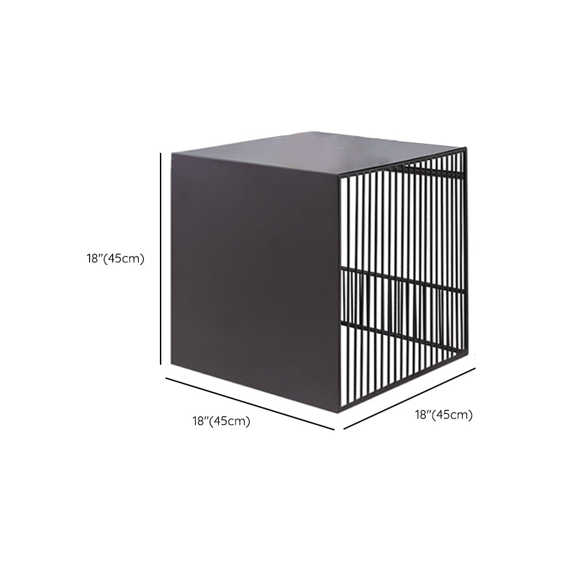 Frame 2 Nesting Square Coffee Table Set Black Iron Cocktail Table with Storage Shelf