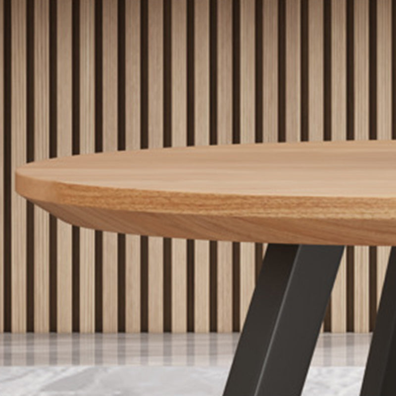 Nordic Solid Wood Elliptical Coffee Cocktail Table with 2 Legs