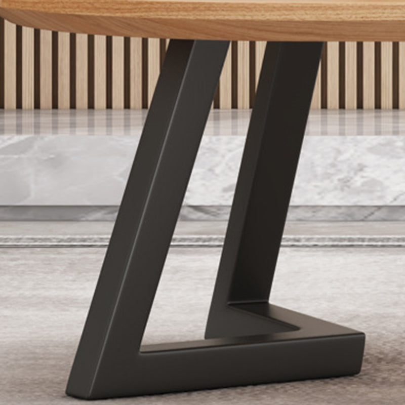 Nordic Solid Wood Elliptical Coffee Cocktail Table with 2 Legs
