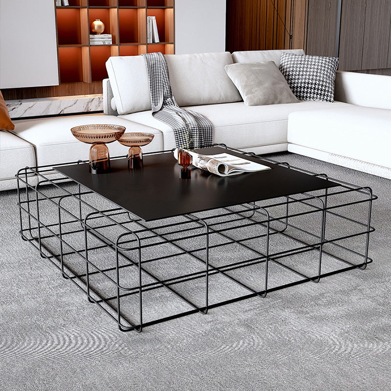 Mid-Century Modern Coffee Table Black Iron Frame Coffee Cocktail Table