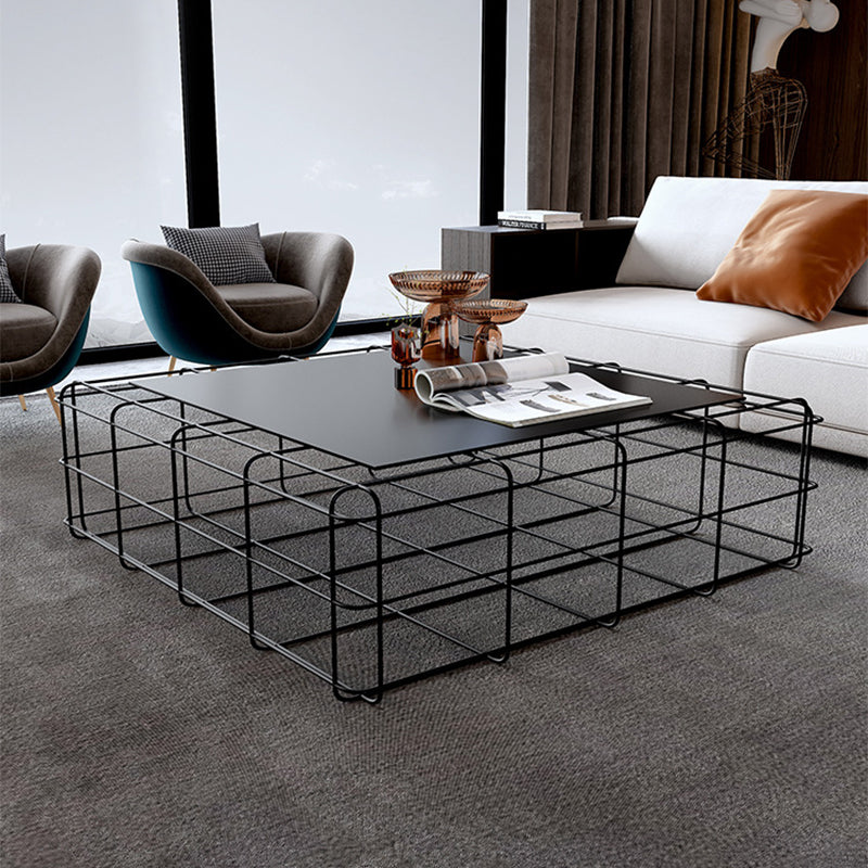 Mid-Century Modern Coffee Table Black Iron Frame Coffee Cocktail Table