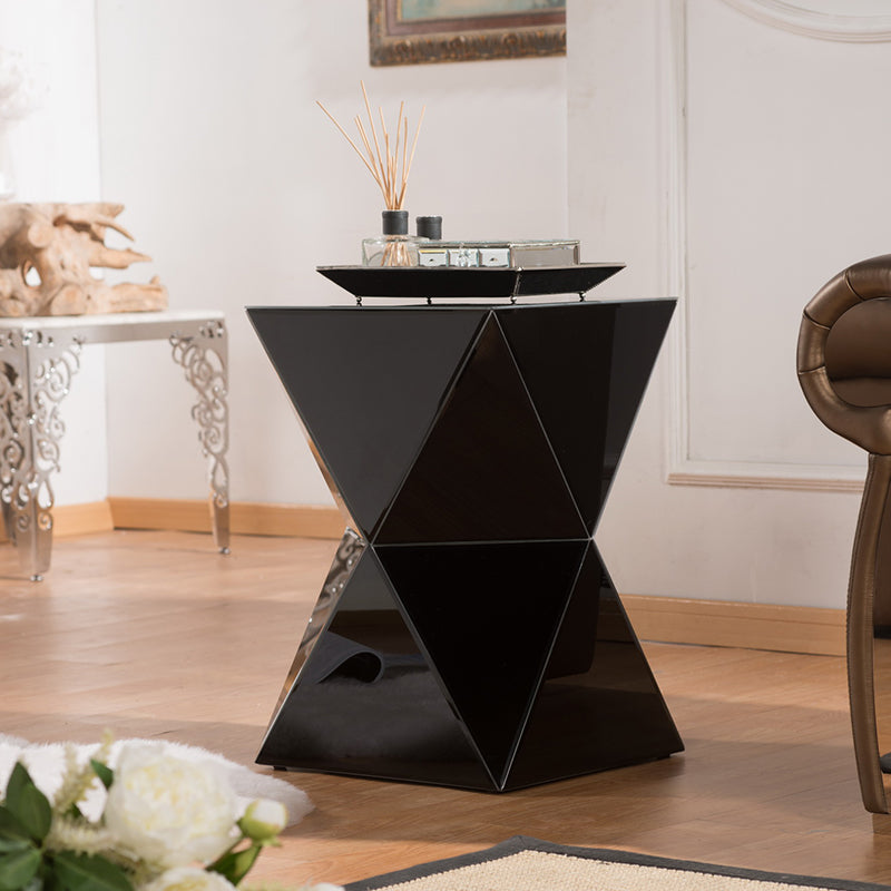 Contemporary Side Table Glass Pedestal Square Living Room End Table