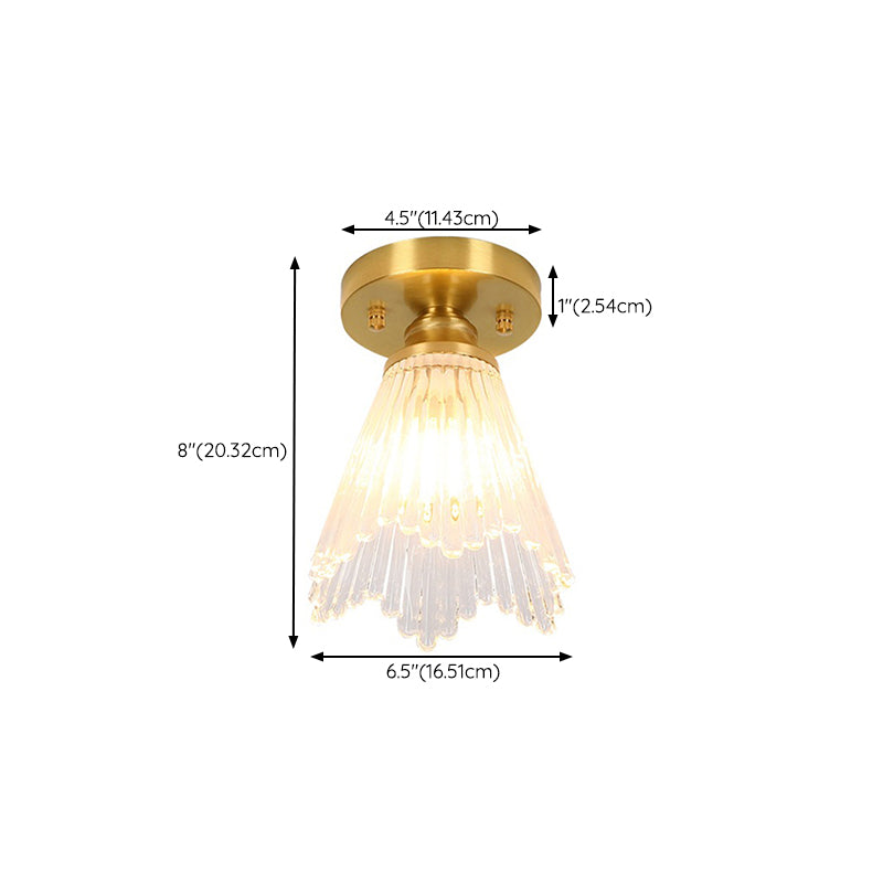 Copper Ceiling Light Modern Ceiling Mount Light with Glass Shade for Aisle