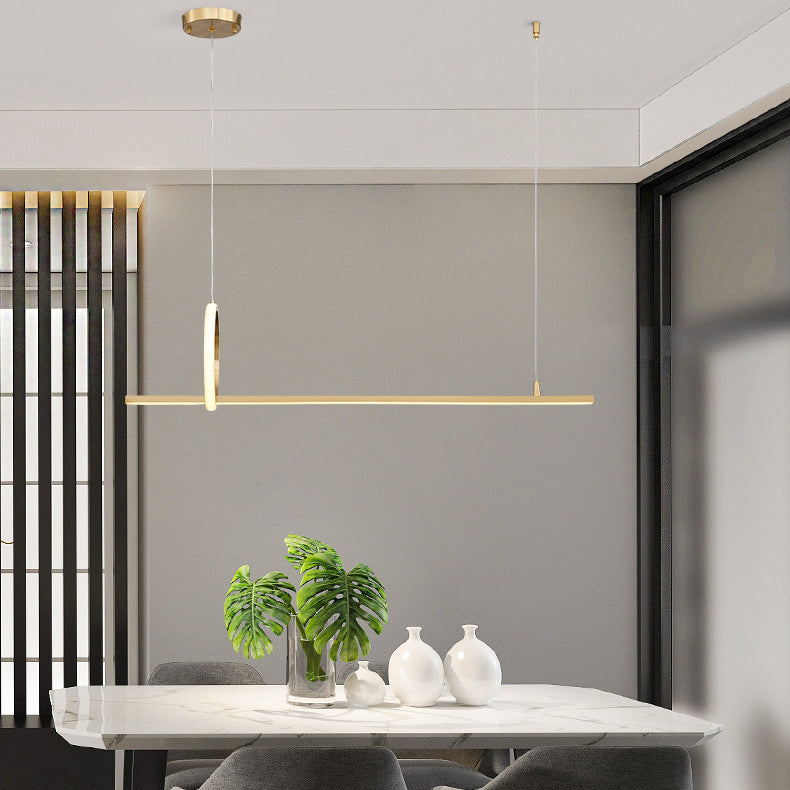 Metal Linear Island Pendant Lighting Modern 2-Light Island Light Fixtures