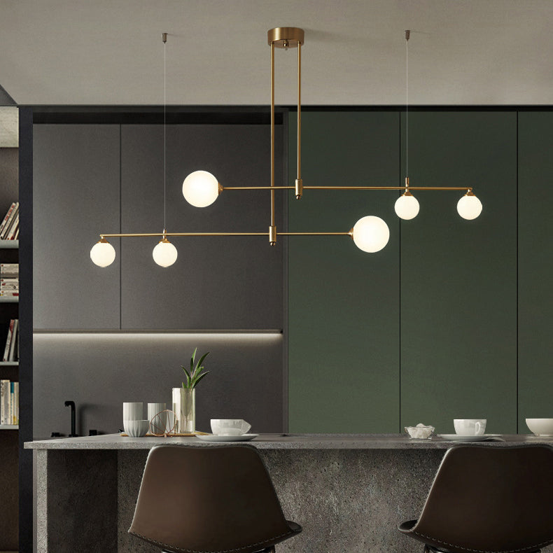 Glass Linear Hanging Lamp Kit Modern Hanging Island Lights for Dining Room