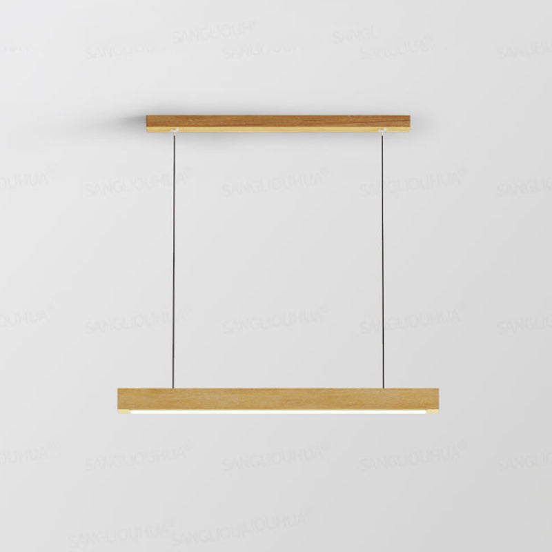 1 Light Linear Pendant Light Fixture Contemporary Metal Hanging Light in Brown