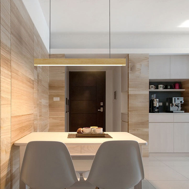 1 Light Linear Pendant Light Fixture Contemporary Metal Hanging Light in Brown