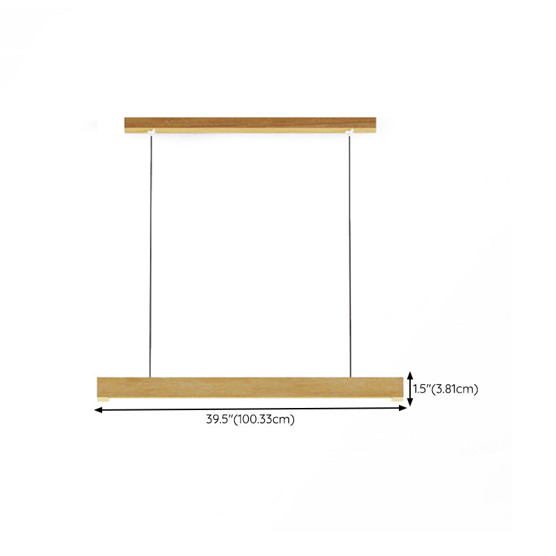 1 Light Linear Pendant Light Fixture Contemporary Metal Hanging Light in Brown