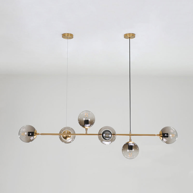 Modernism Glass Shaded Ceiling Light Golden Kitchen Island Lighting for Dining Room
