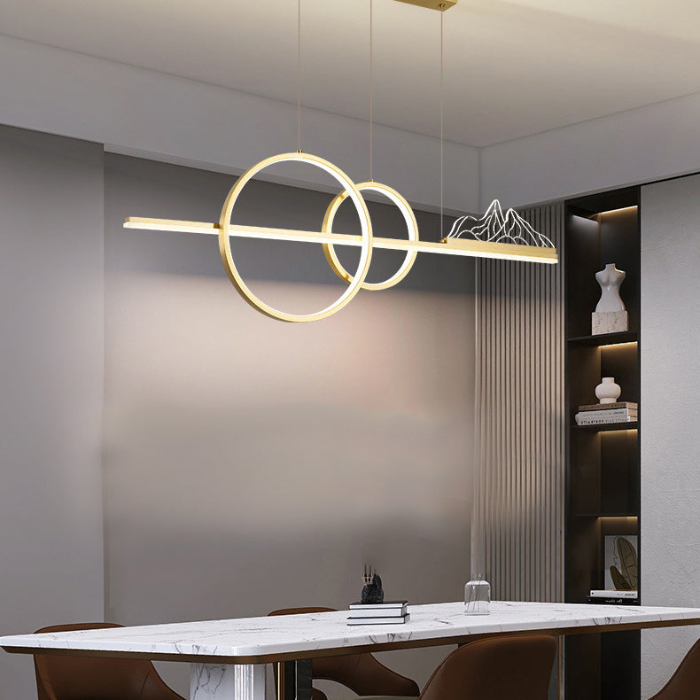 Multiple-Light Geometric Island Pendant Modern Metal Island Lighting for Dining Room