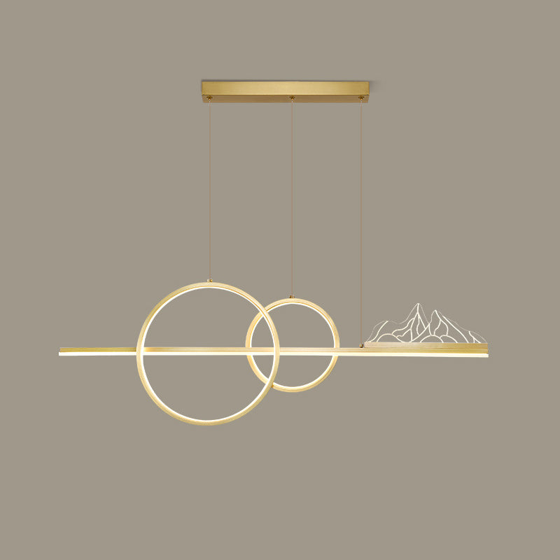 Multiple-Light Geometric Island Pendant Modern Metal Island Lighting for Dining Room