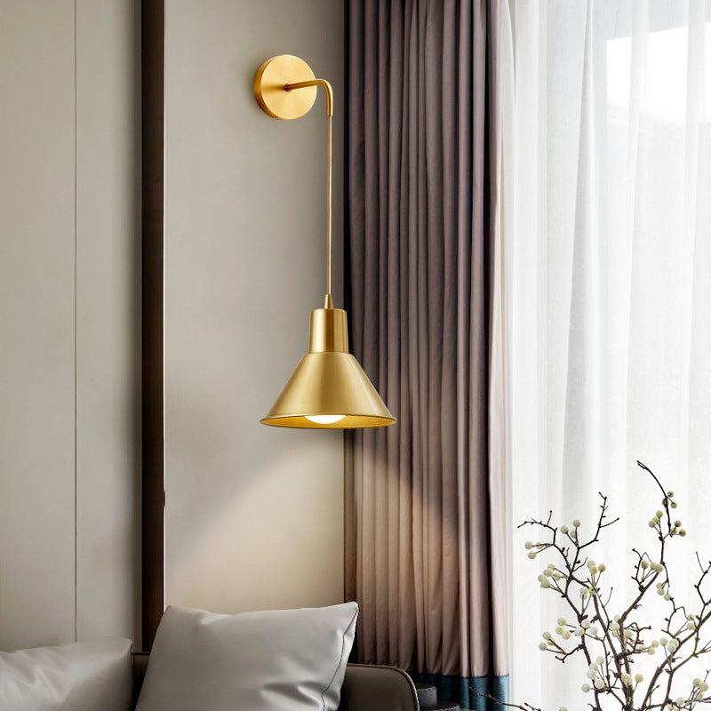 Cone Shape Metal Wall Light Modern Style 1 Light Wall Light Sconce in Brass