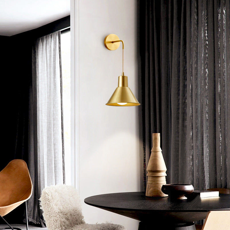 Cone Shape Metal Wall Light Modern Style 1 Light Wall Light Sconce in Brass