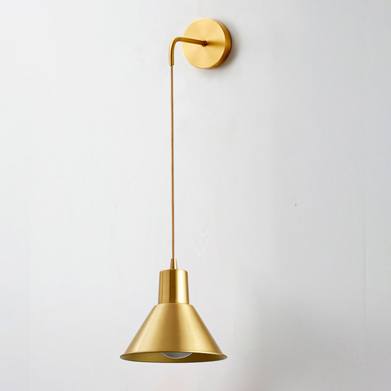 Cone Shape Metal Wall Light Modern Style 1 Light Wall Light Sconce in Brass