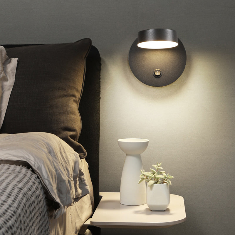 Single Contemporary White/Black Wall Mounted Sconce Metal Wall Light for Foyer