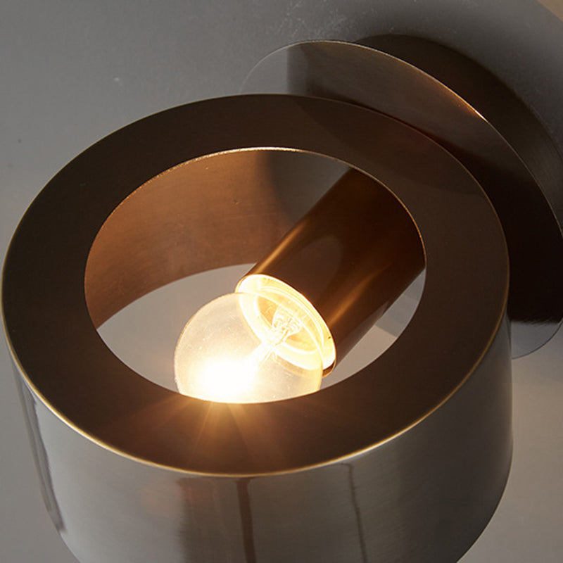 Modern Wall Sconce Drum Copper Sconce Light Fixture for Bedroom