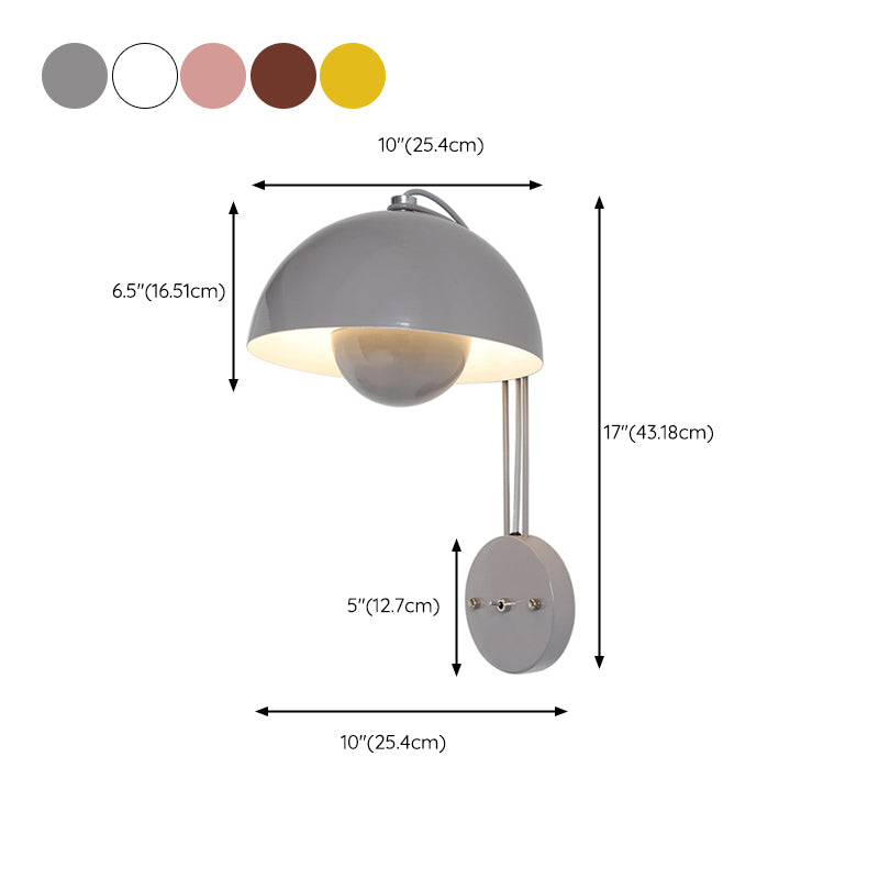 Dome Shape Metal Wall Light Modern Style 1-Light Wall Light Sconce