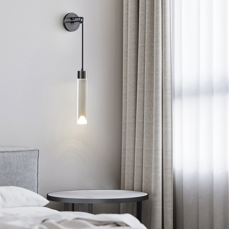 Contemporary Wall Sconce Cylinder Crystal Sconce Lighting for Bedroom