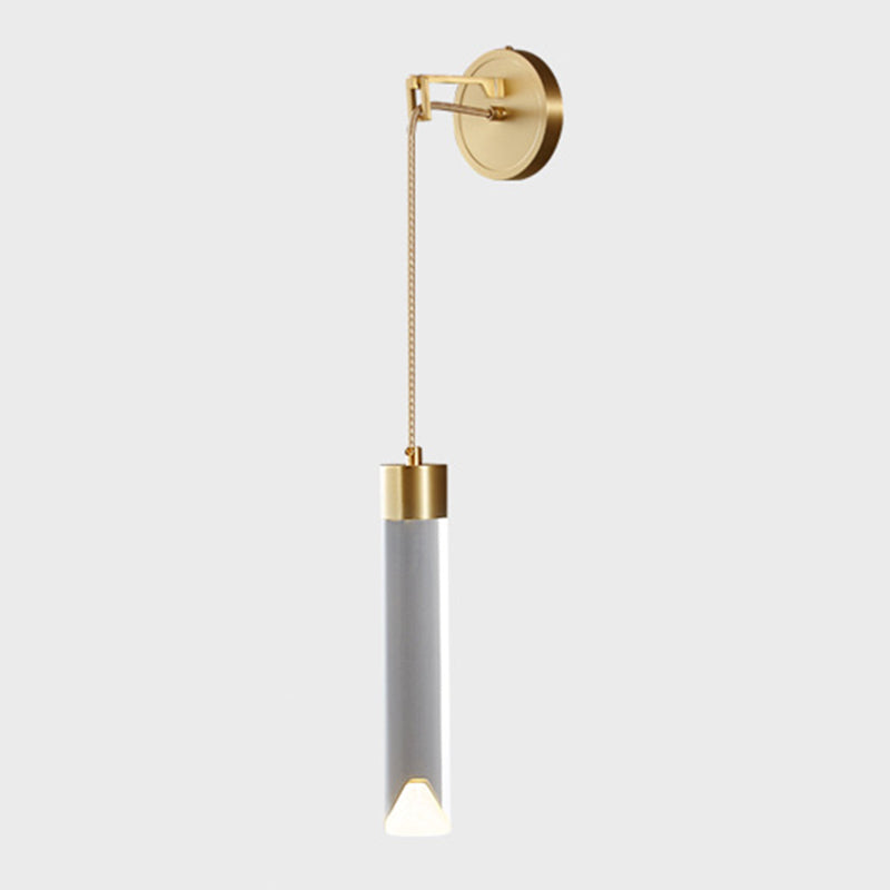 Contemporary Wall Sconce Cylinder Crystal Sconce Lighting for Bedroom