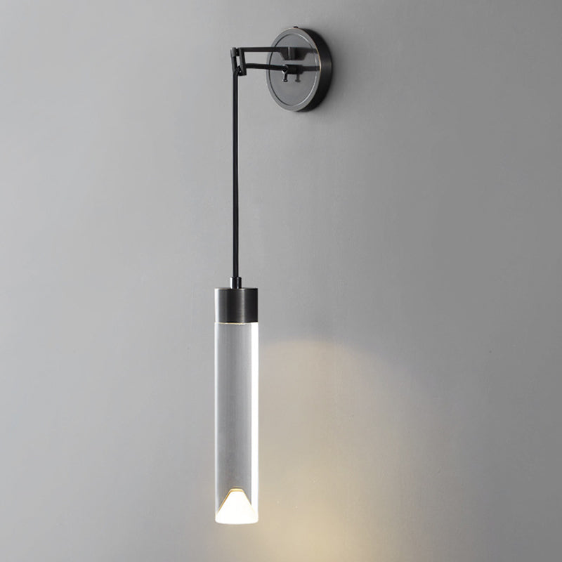 Contemporary Wall Sconce Cylinder Crystal Sconce Lighting for Bedroom