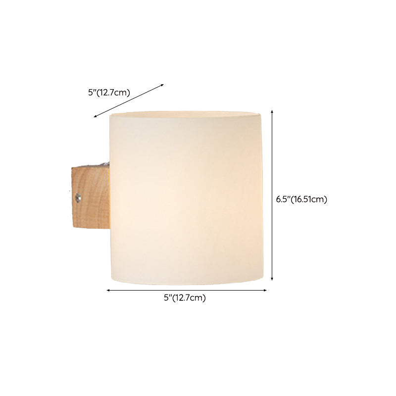 Modern Style Cylinder Shade Wall Lamp Wood Sconces Light for Bedroom