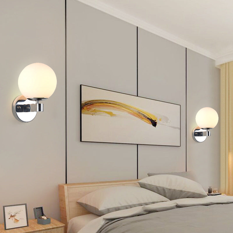Modern Style Globe Shade Wall Light Glass 1 Light Sconces for Bedroom