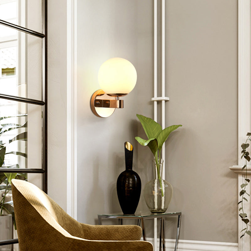 Modern Style Globe Shade Wall Light Glass 1 Light Sconces for Bedroom