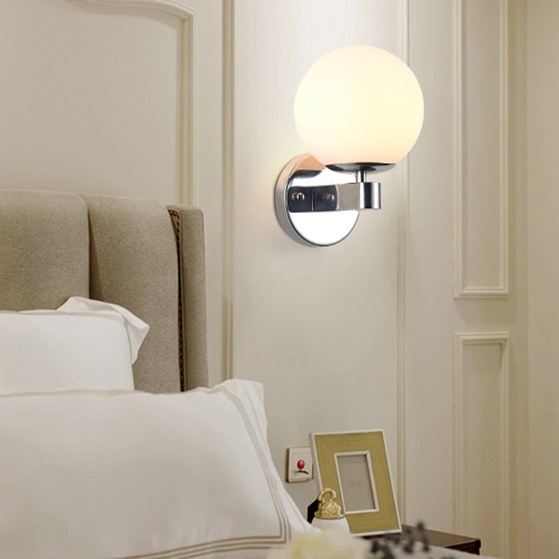 Modern Style Globe Shade Wall Light Glass 1 Light Sconces for Bedroom