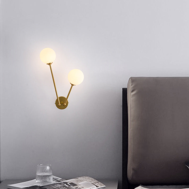 Modern Style Ball Shade Wall Light Glass 2 Light Sconces for Bedroom