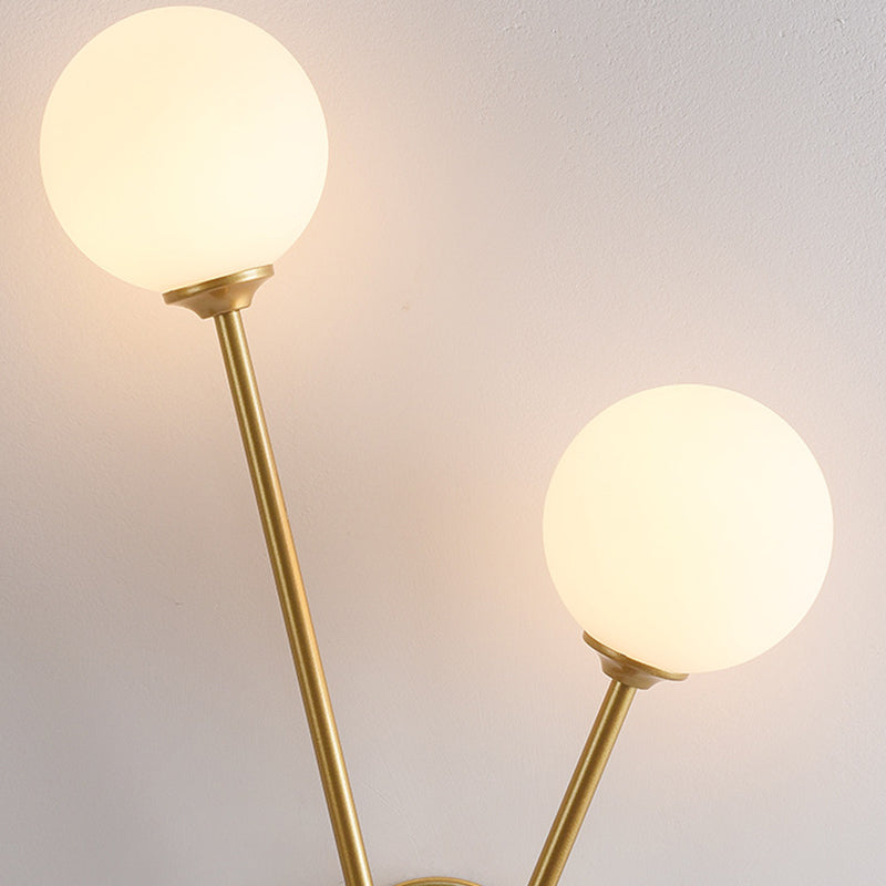 Modern Style Ball Shade Wall Light Glass 2 Light Sconces for Bedroom