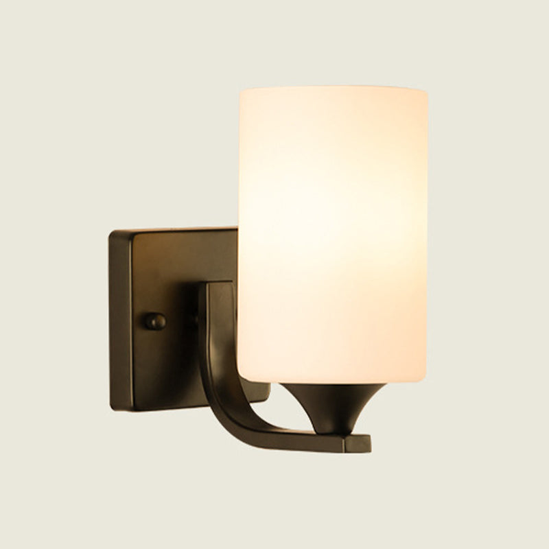 Modern Style Cylinder Shade Wall Light Glass Sconces for Bedroom