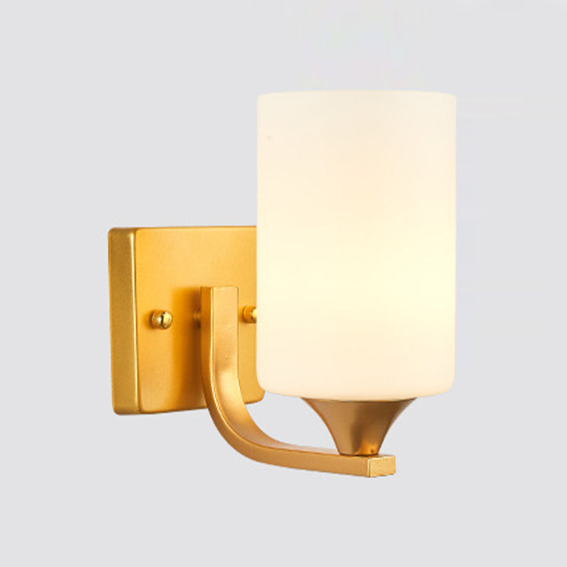 Modern Style Cylinder Shade Wall Light Glass Sconces for Bedroom