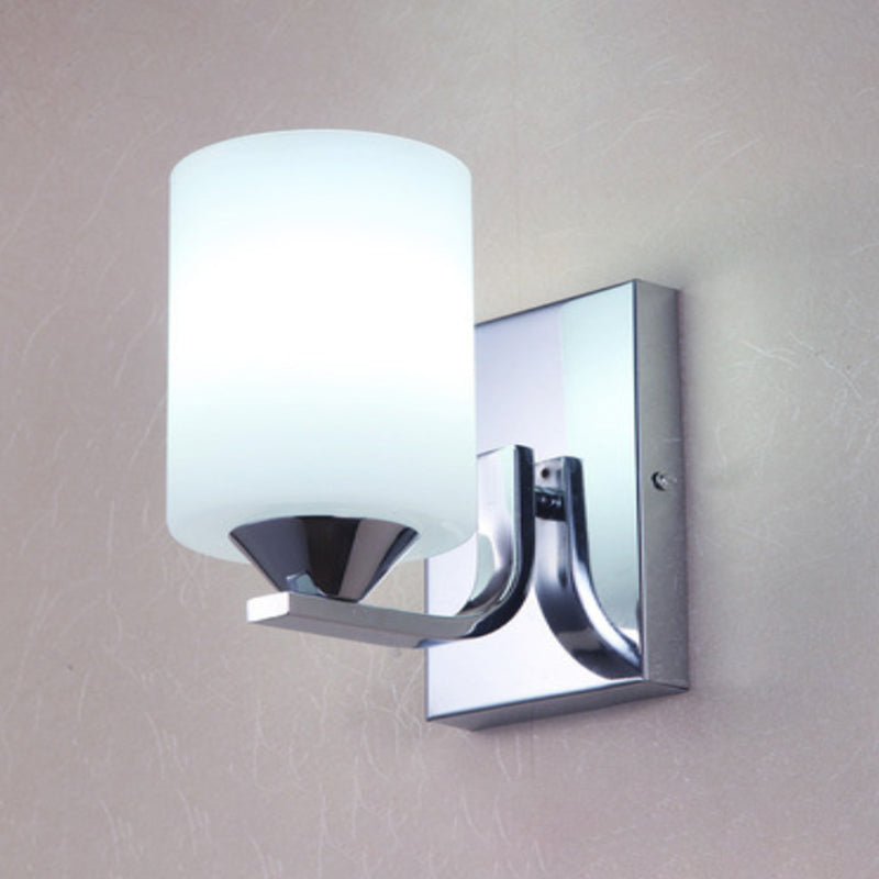 Modern Style Cylinder Shade Wall Light Glass Sconces for Bedroom