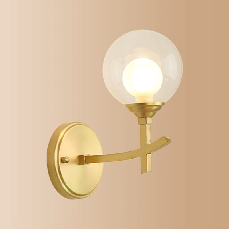 Modern Style Ball Shade Wall Light Glass 1 Light Sconces in Gold for Aisle