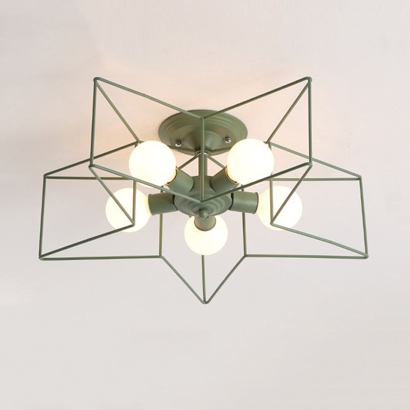 5 Light Star Shape Flush Mount Ceiling Fixture Modern Flush Ceiling Lights for Dining Room