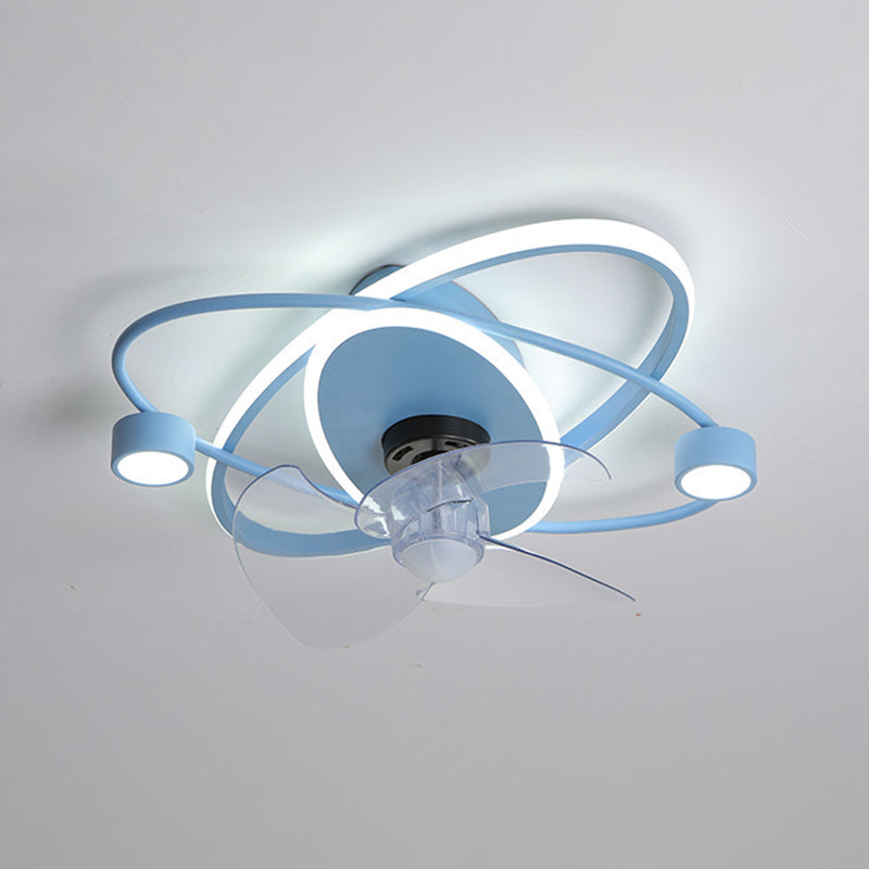 3-Blade Children Fan with Light LED Metallic Pink/Blue Ceiling Fan for Home