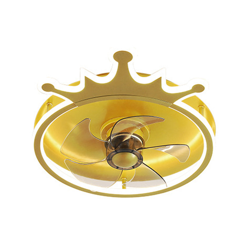 5-Blade LED Children Ceiling Fan Metallic Golden Fan with Light for Home