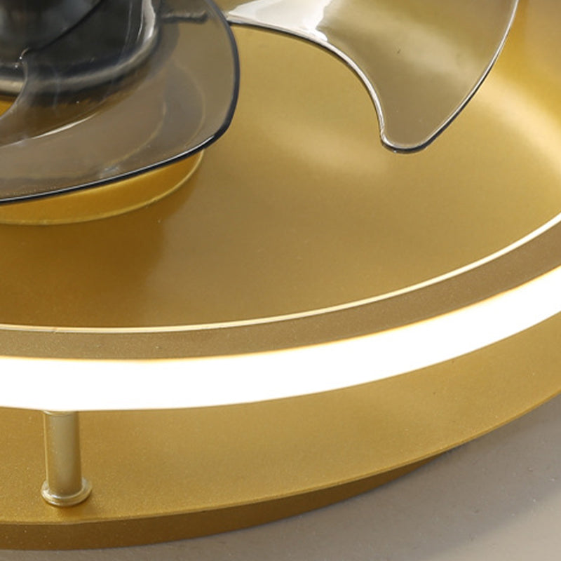 5-Blade LED Children Ceiling Fan Metallic Golden Fan with Light for Home