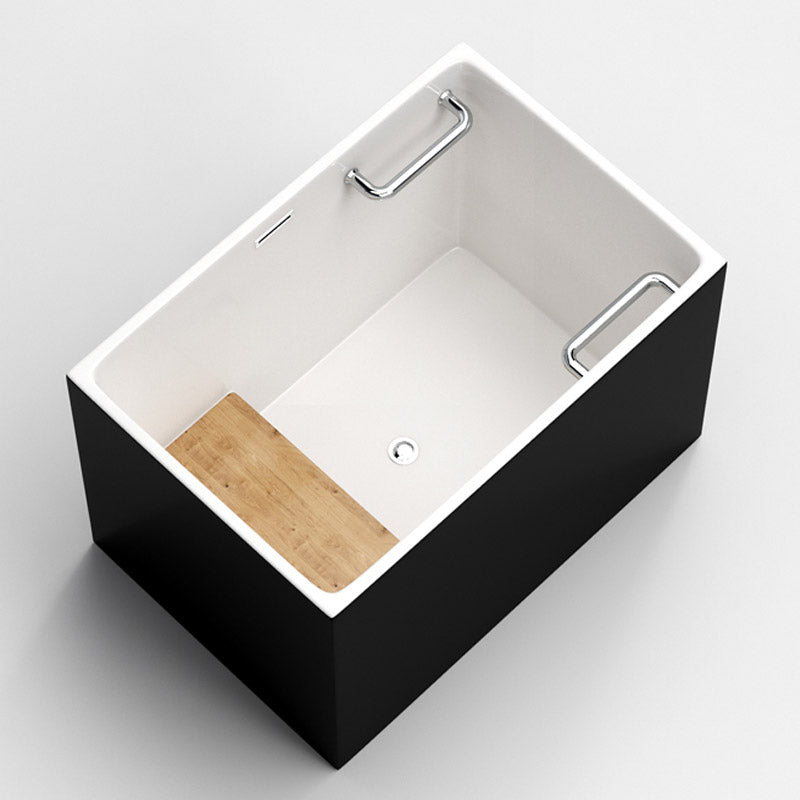 Modern Rectangle White Acrylic Bathtub Back to Wall with Drain Bath Tub and Overflow Hole