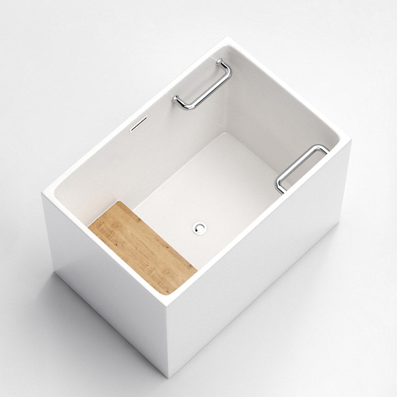 Modern Rectangle White Acrylic Bathtub Back to Wall with Drain Bath Tub and Overflow Hole