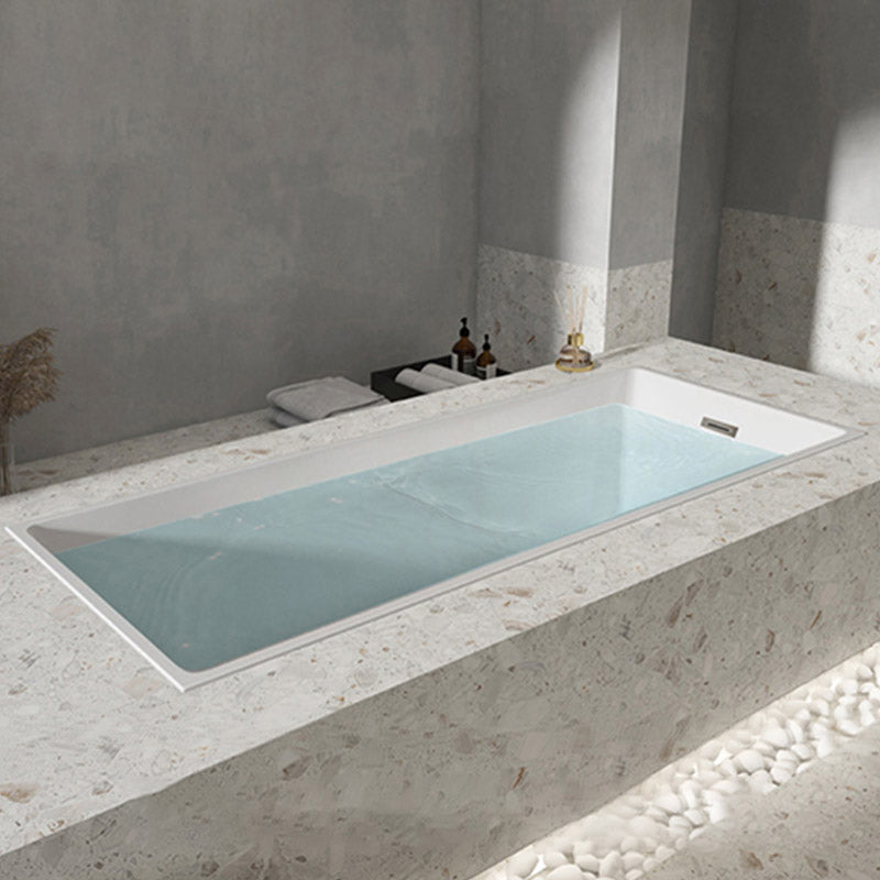 Modern Acrylic Embedded Bathtub Rectangle with Drain Bath Tub and Overflow Hole