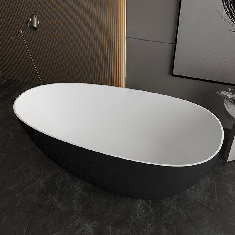 Modern Ellipse Bathtub Stone Freestand Soaking Bathtub with Drain Bath Tub