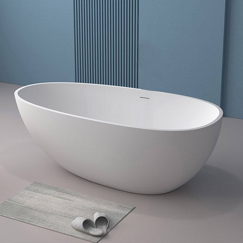 Modern Ellipse Bathtub Stone Freestand Soaking Bathtub with Drain Bath Tub