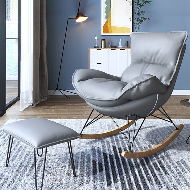 Modern Glider Upholstered Chair Button-Tufted Rocking Accent Chair with Dark Legs