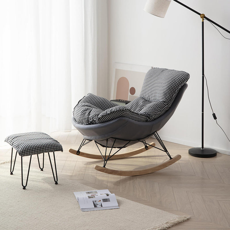 Modern Glider Upholstered Chair Button-Tufted Rocking Accent Chair with Dark Legs