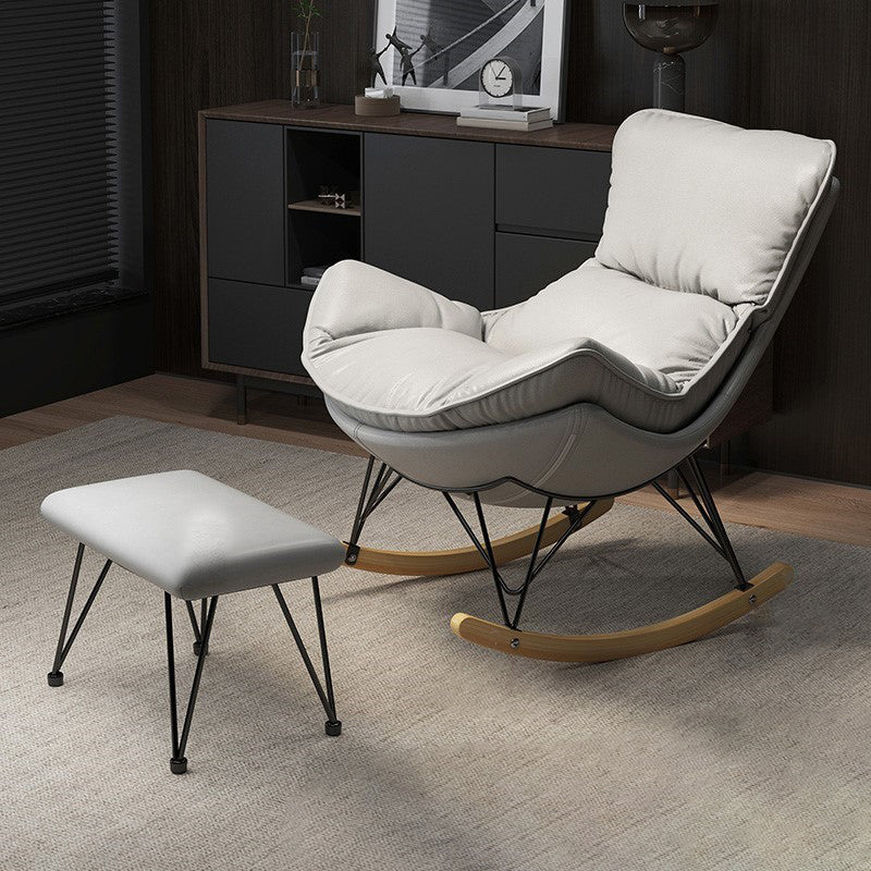 Modern Upholstered Rocker Chair Metal Frame Spindle Rocker Chair with Ottoman