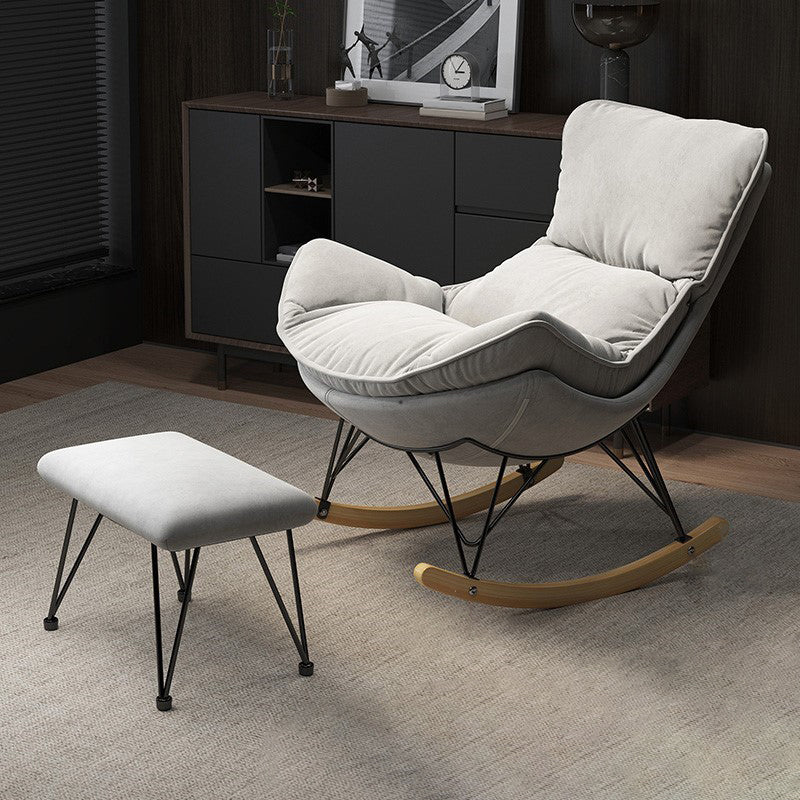 Modern Upholstered Rocker Chair Metal Frame Spindle Rocker Chair with Ottoman