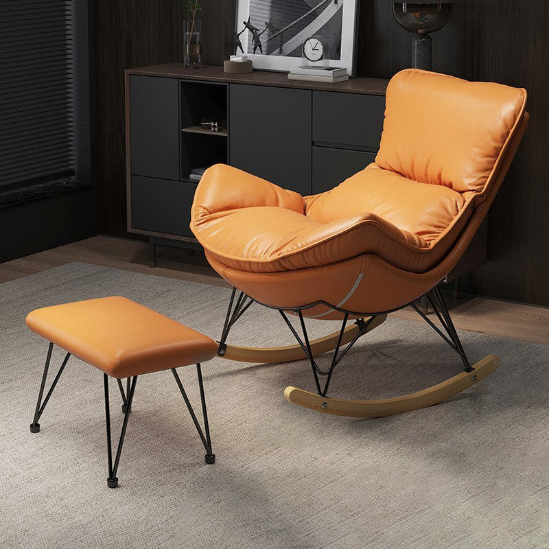 Modern Upholstered Rocker Chair Metal Frame Spindle Rocker Chair with Ottoman